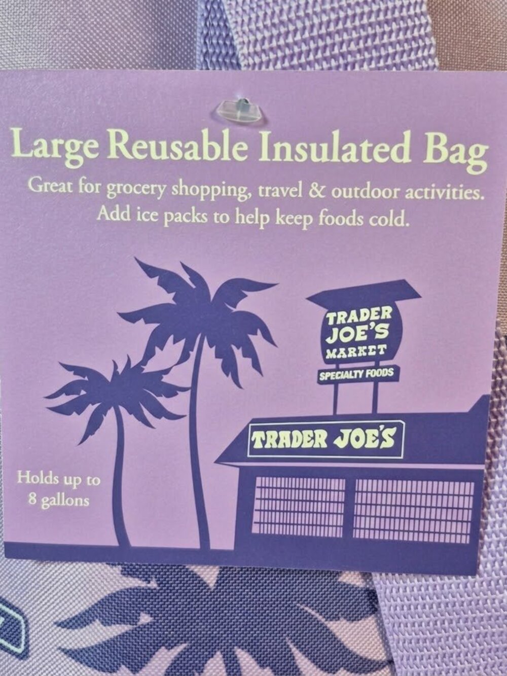 Trader Joes Purple Large Insulated Reusable Grocery Bag Zippered Tote - Picture 6 of 11